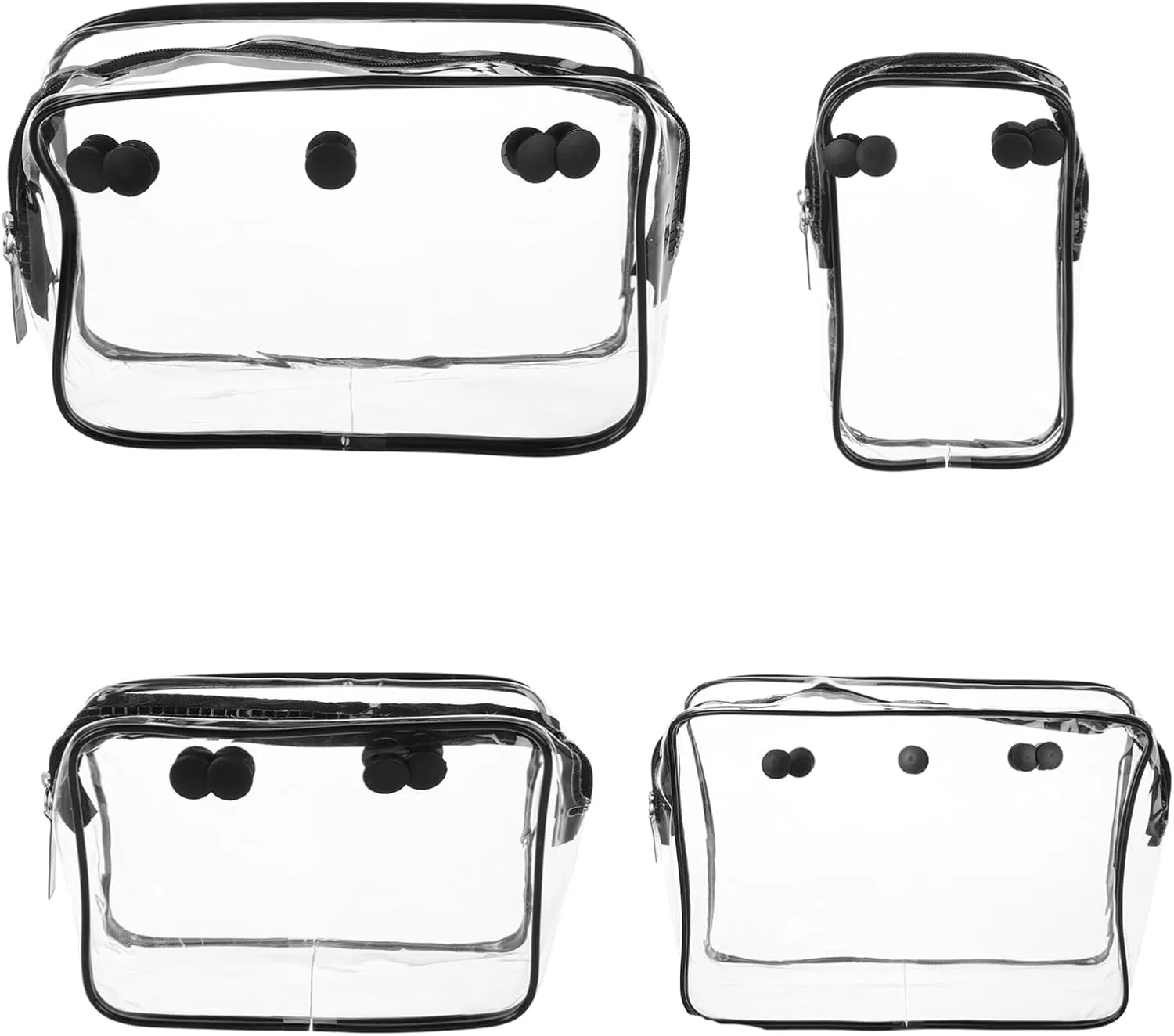 4pcs Clear Makeup Bags with Zipper Travel Organizer for Toiletries Cosmetics Lightweight Plastic Pouches for Beach Vacation and Business Trips