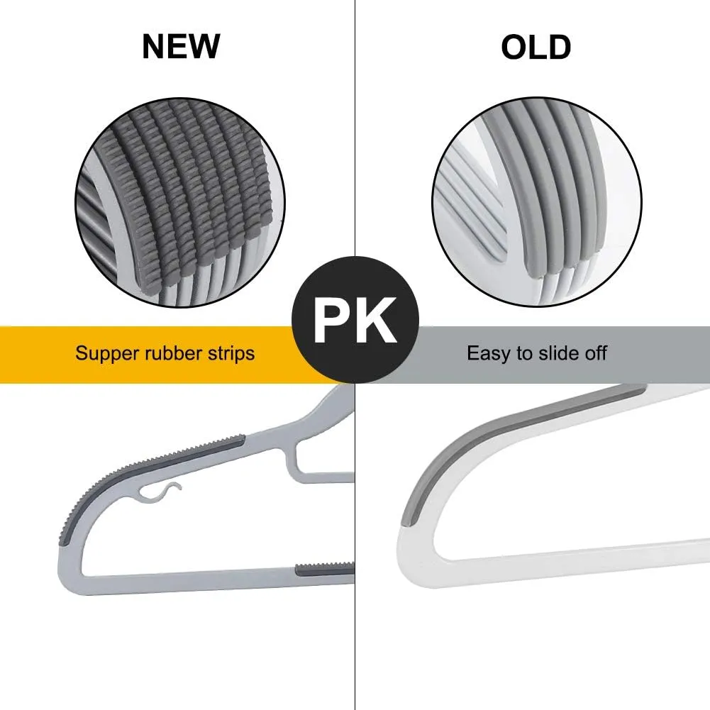 50-Pack Heavy-Duty Plastic Hangers with Non-Slip Grips, 11lb Weight Capacity – Durable Space-Saving Closet Organizers for Shirts, Pants, Dresses & Coats(Grey)