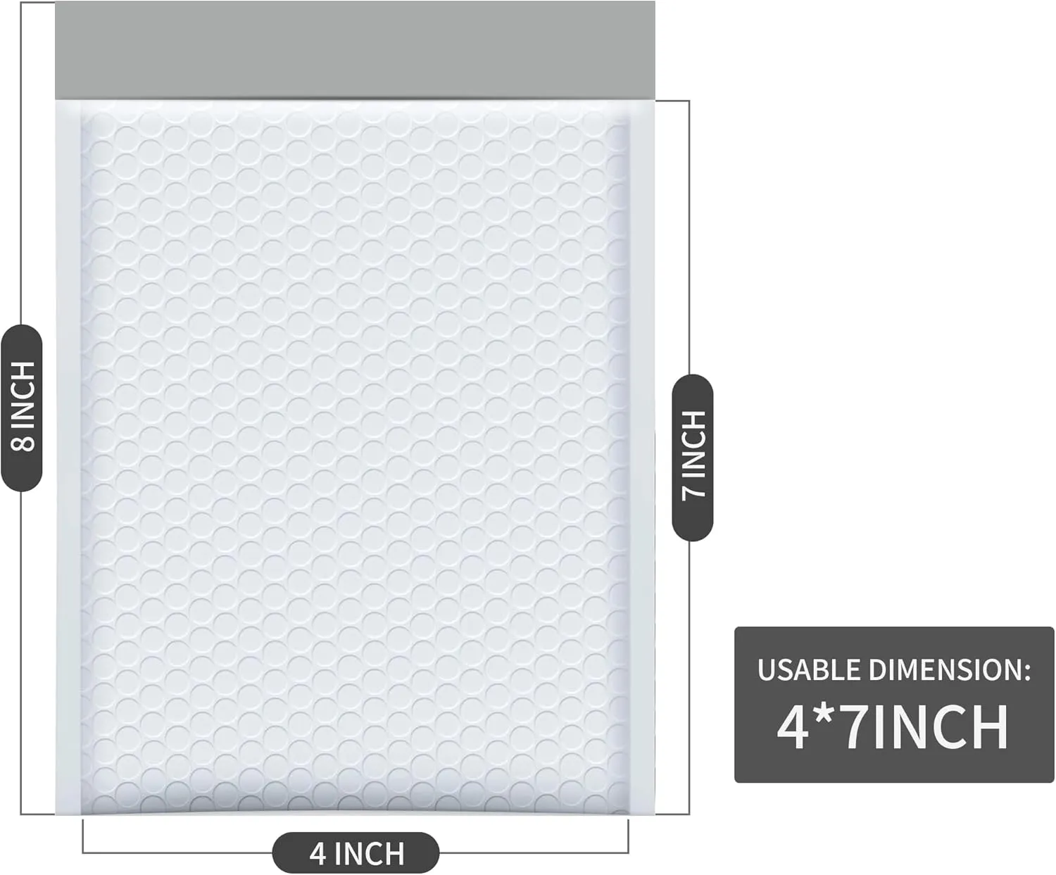 50-Pack of Bubble Mailers, 4x8 Inch, Usable Size 4x7 Inch Padded Envelopes Thick Mailing Envelopes, Bubble-Padded, Opaque Shipping Bags