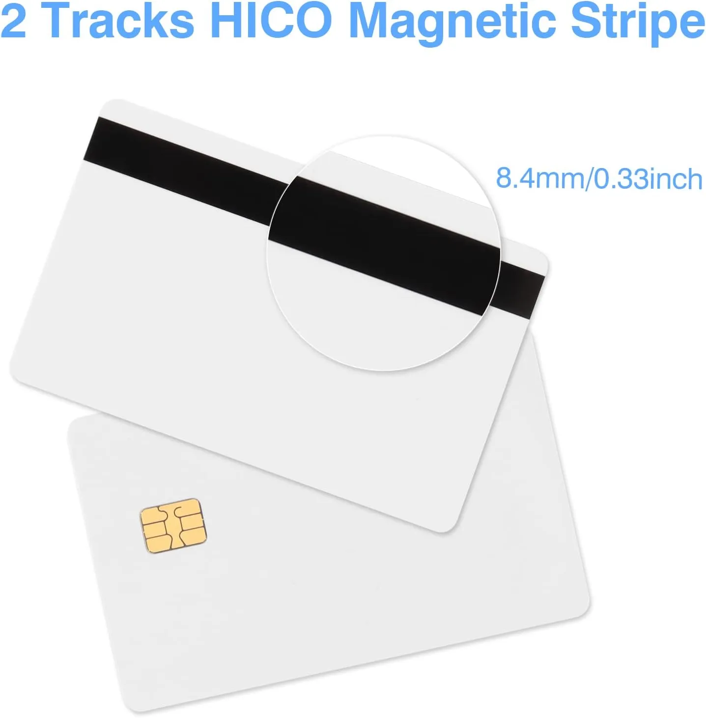 50 Pack SLE4442 Chip Cards with 2 Track 8.4mm HICO Magnetic Stripe