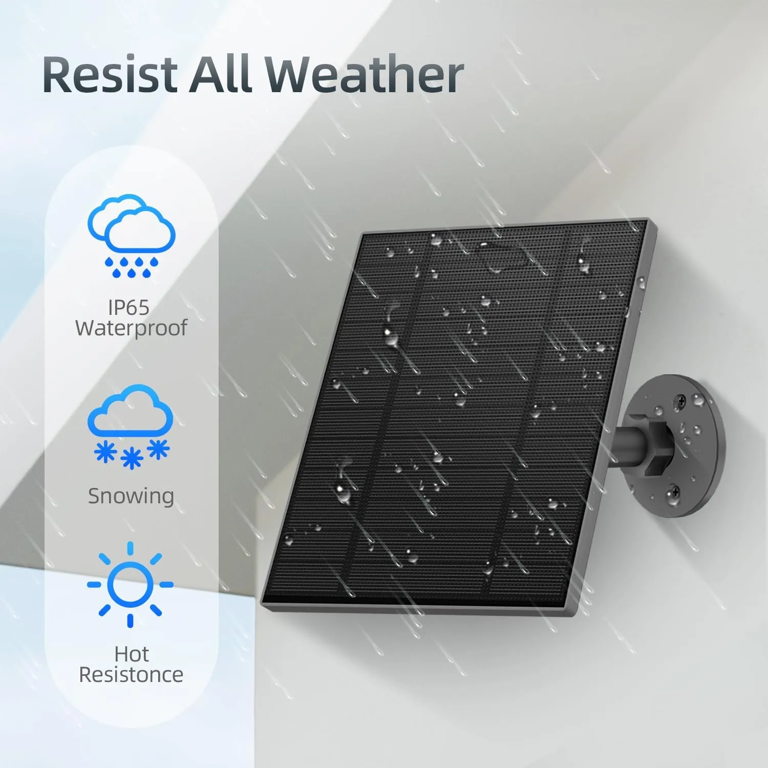 5W Solar Panel for Security Camera, Solar Panel with Micro USB & USB-C Port for DC 5V Outdoor Rechargeable Battery Camera, IP65 Waterproof, 360° Adjustable Security Mount, 9.8ft Cable(Black)