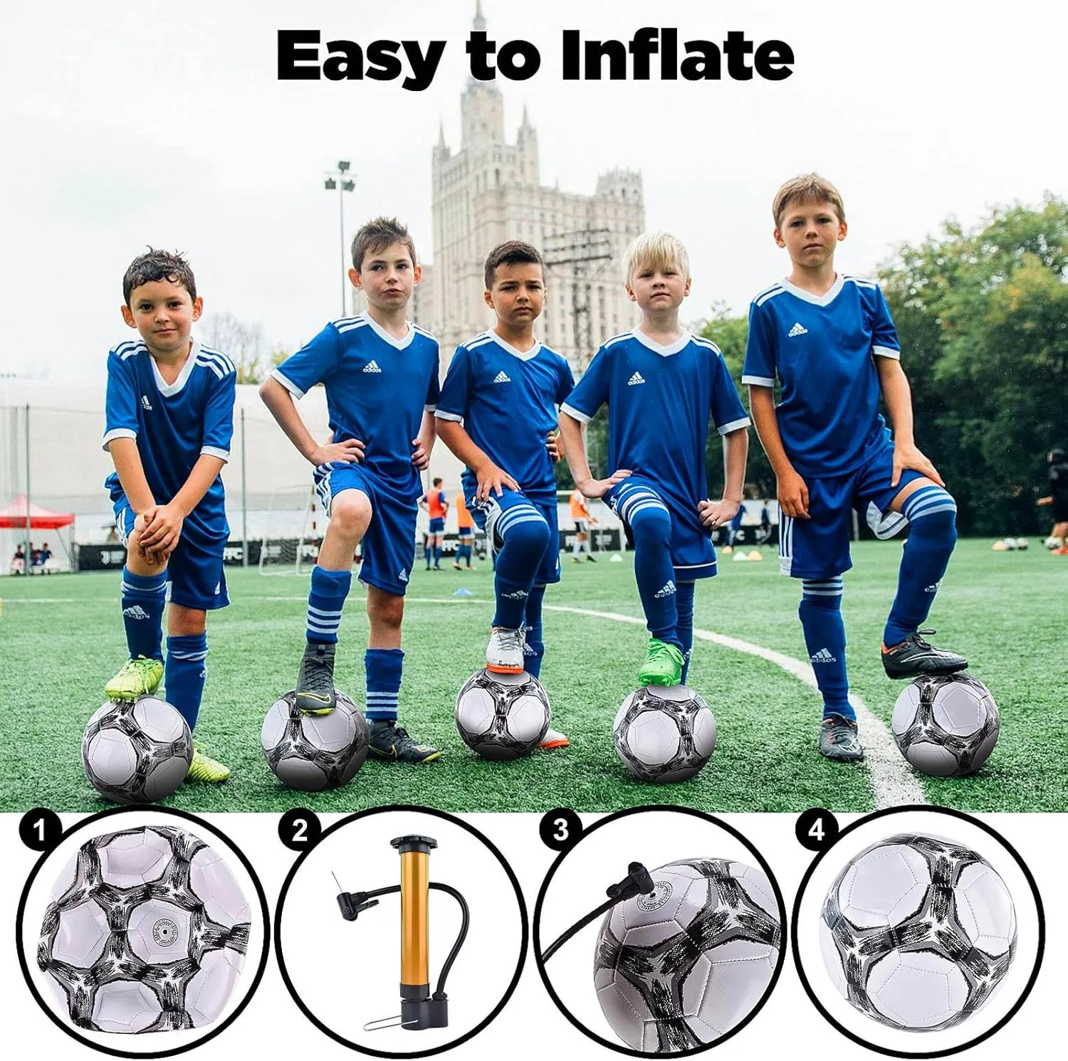 6 Pack Classic deflated Soccer Balls Size 3/4/5 with Pump and Mesh Bag for Indoor Outdoor Lawn Game Training Practice Bulk Sport Gift for Teens Adults