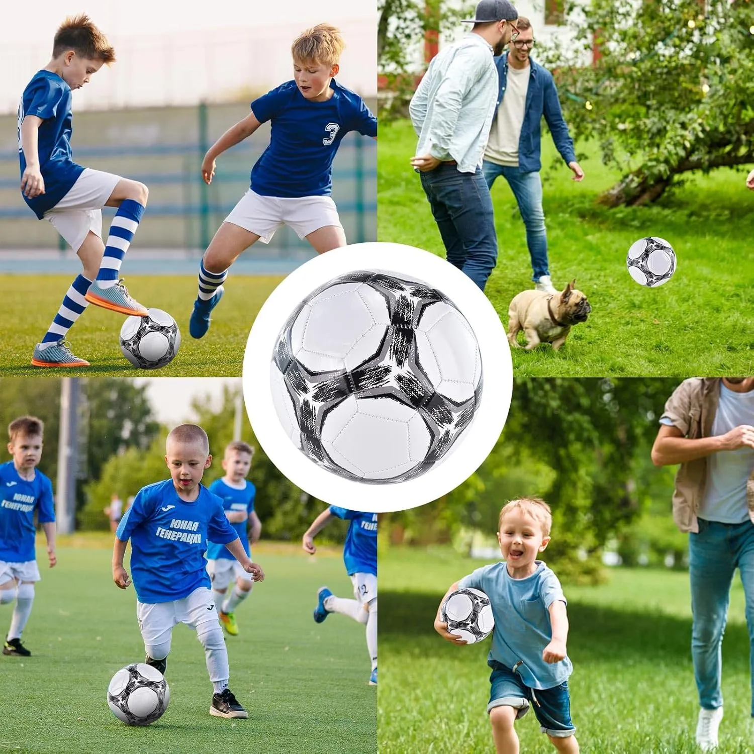 6 Pack Classic deflated Soccer Balls Size 3/4/5 with Pump and Mesh Bag for Indoor Outdoor Lawn Game Training Practice Bulk Sport Gift for Teens Adults