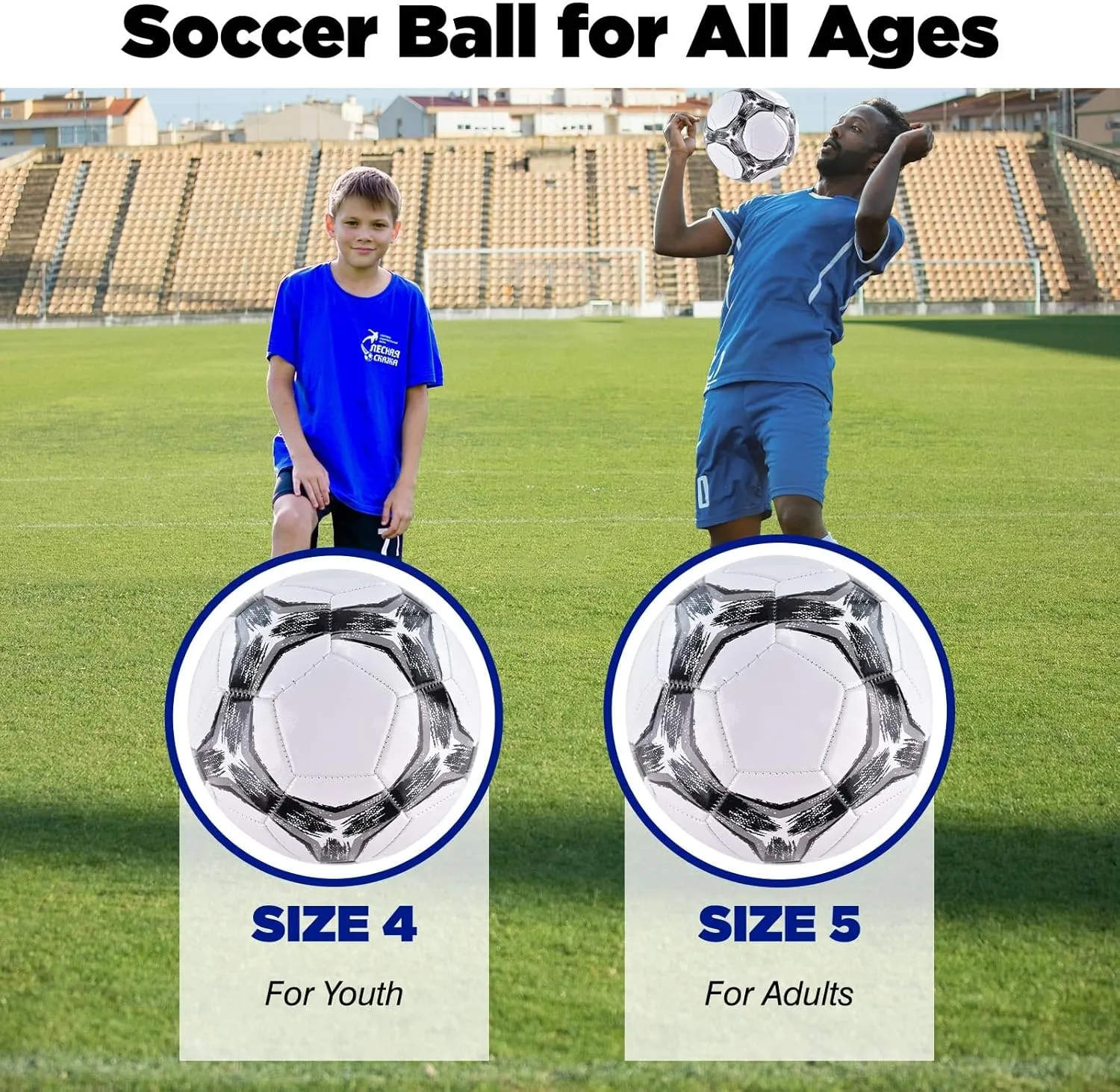 6 Pack Classic deflated Soccer Balls Size 3/4/5 with Pump and Mesh Bag for Indoor Outdoor Lawn Game Training Practice Bulk Sport Gift for Teens Adults