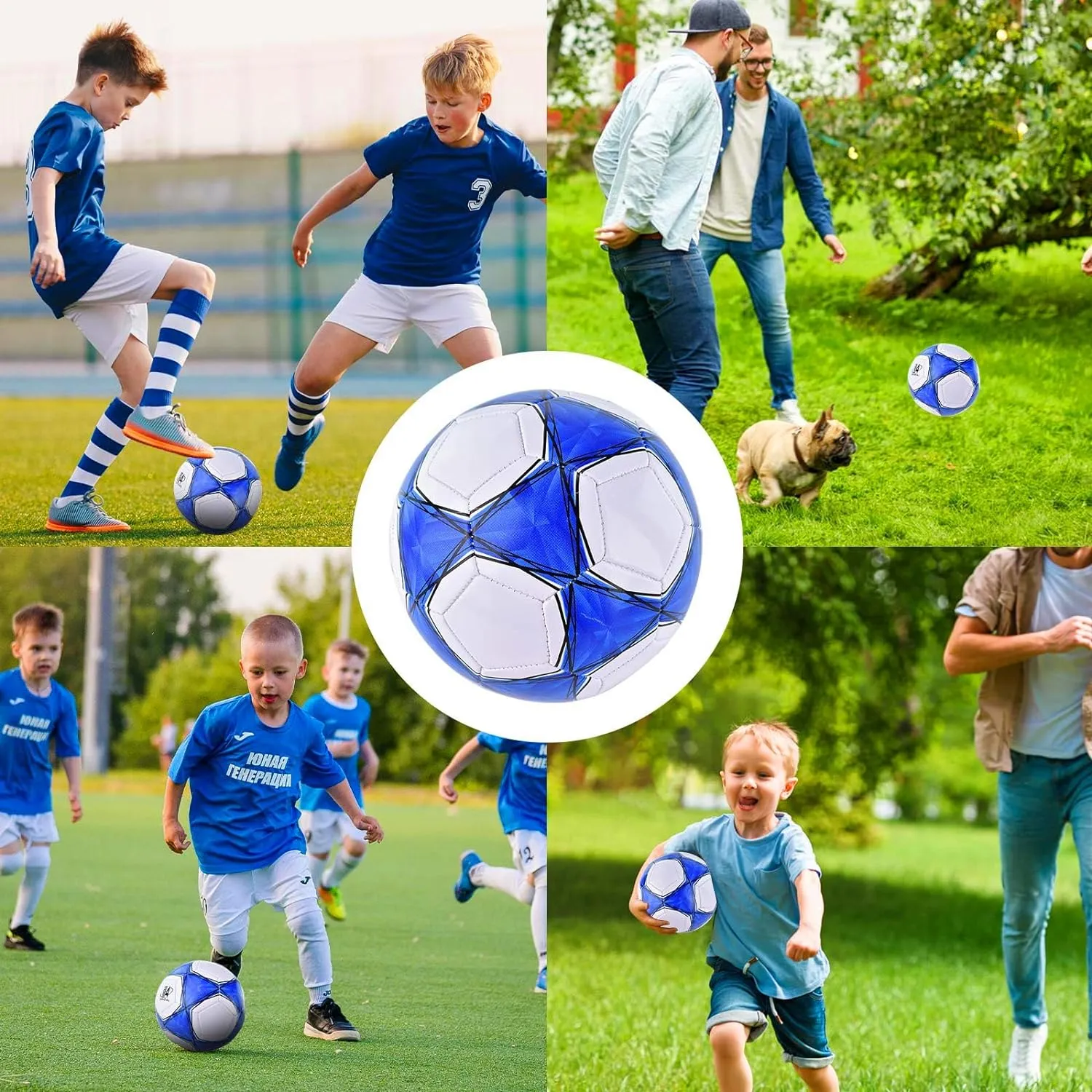 6 Pack Classic deflated Soccer Balls Size 3/4/5 with Pump and Mesh Bag for Indoor Outdoor Lawn Game Training Practice Bulk Sport Gift for Teens Adults