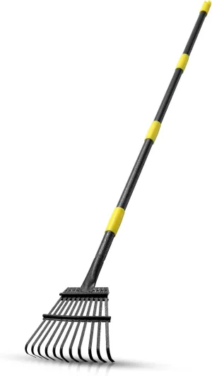 65 Inch Rake for Leaves, Leaf Rakes with 11 Metal Tines Ergonomics Adjustable Handle for Lawns Heavy Duty Hoe Lawns Leaf Lawn Leveling Rake Yard Tools for Picking up Leaves, Grass Clippings, Garbage