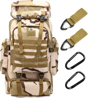 70L Hiking Backpack for Men, Waterproof Lightweight Camping Backpack, Military Rucksack with Molle, 3-Day Assault Pack for Travel, Climbing, Outdoor Sports (Plateau Camouflage)