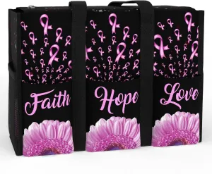84hoods Multi-Pocket Waterproof Tote Bag with Multiple Convenient Pockets and Zipper. Breast Cancer Awareness Gift for Women.