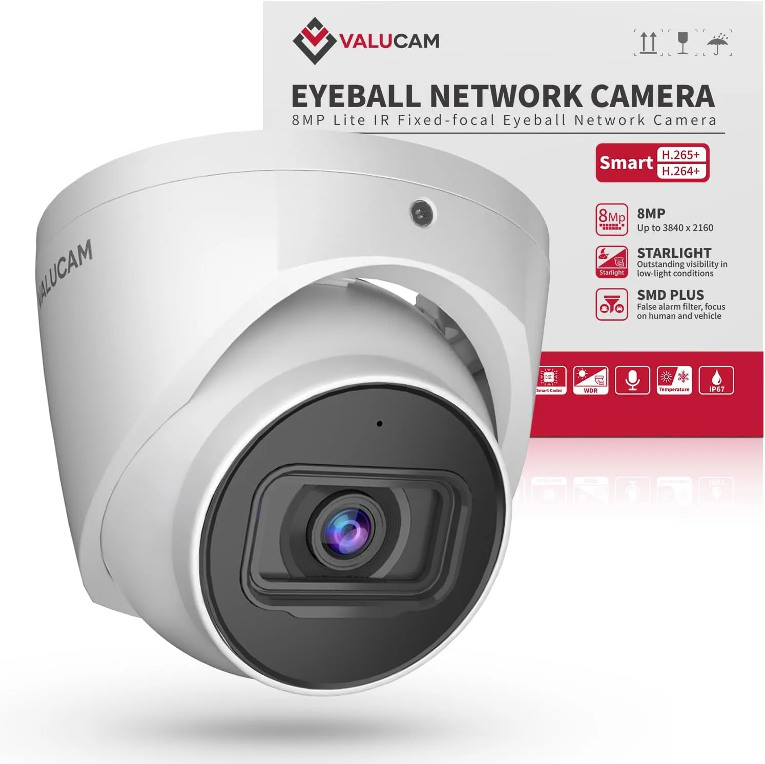 8MP IP Camera, DMSS/SmartPSS Lite, 4K PoE Turret Outdoor Starlight Camera with Mic Audio, Human/Vehicle Detection, IVS, Intrusion Tripwire Alarm, 2.8mm 125°Wide Angle, Metal IP67, H265 , 256GB