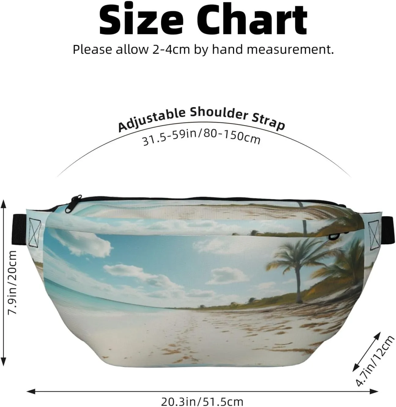 A Beautiful Beach Fanny Pack For Women Man,Midday Sun Blue Sea Waist Belt Bag Crossbody For Sports Travel Hiking Running Jogging