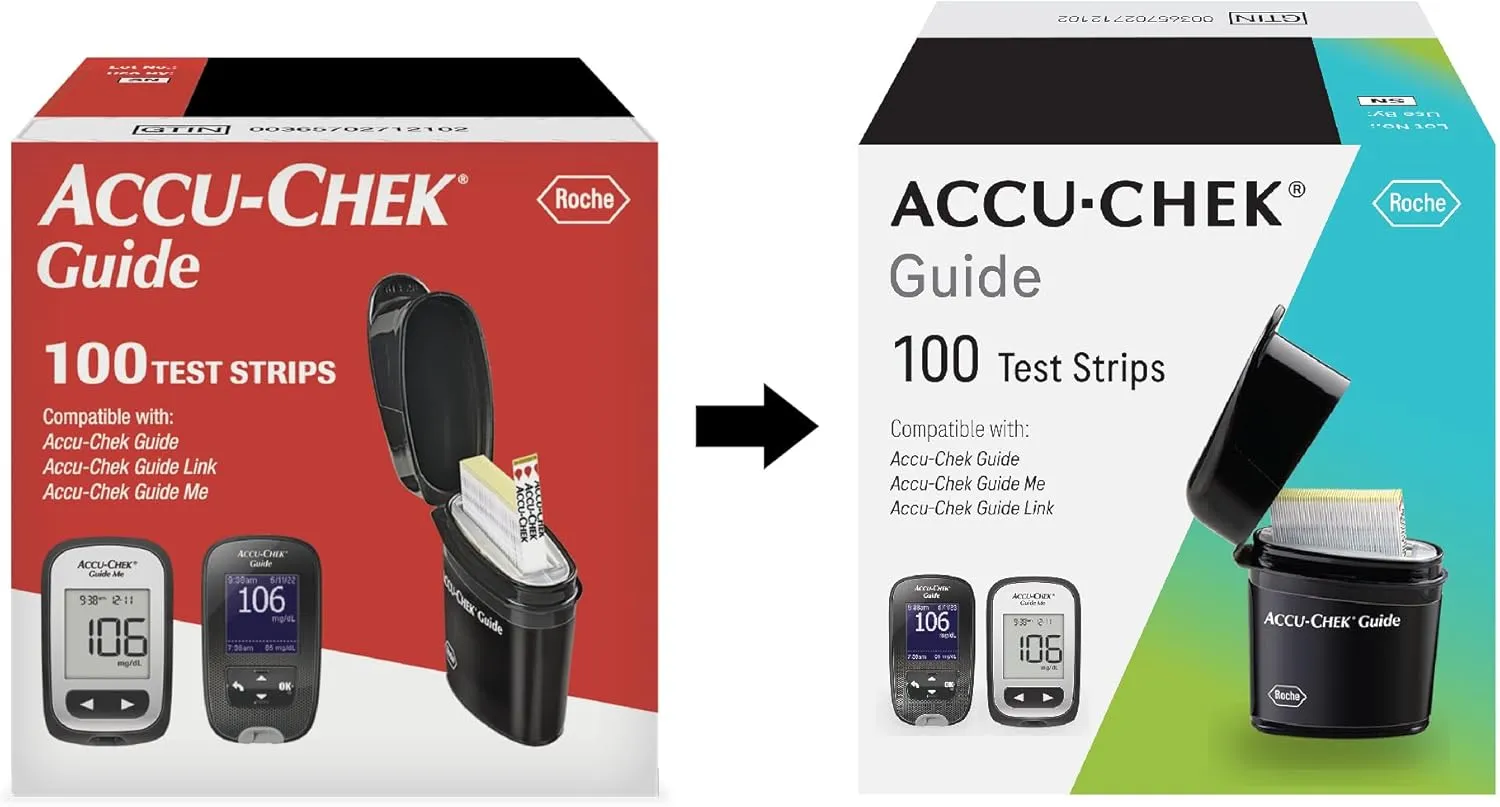 Accu-Chek Guide Glucose Test Strips for Diabetic Blood Sugar Testing (Pack of 100)