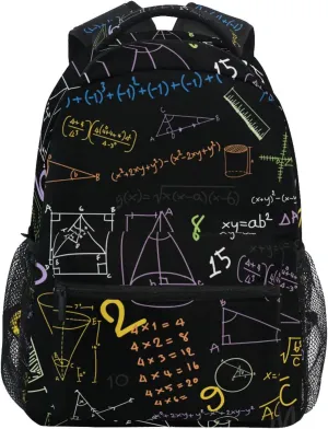 Acpiggto School Backpack Daypack Hippie Math Formula Diagram Education Blackboard Shoulder Bag With Padded Shoulder Strap