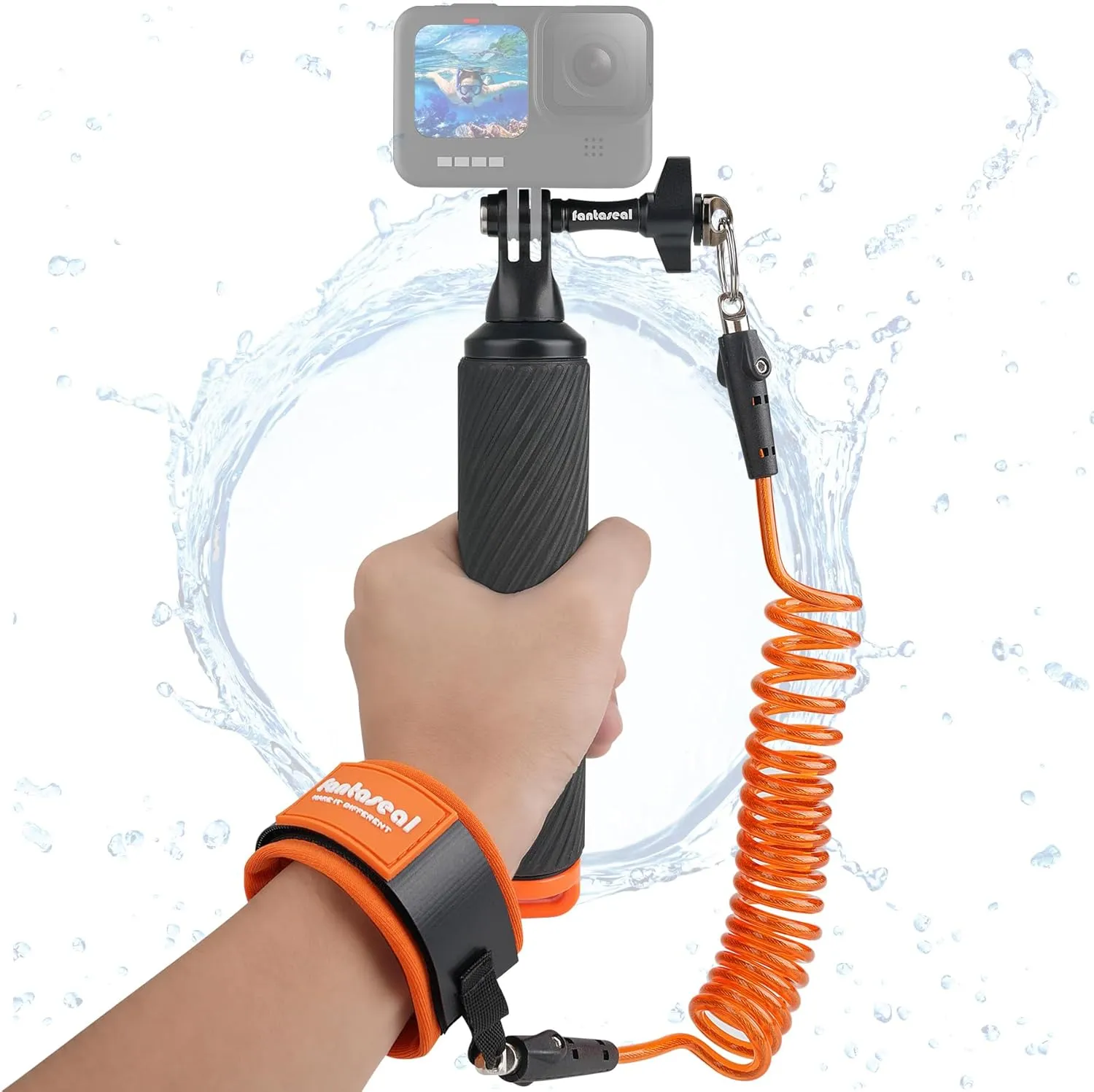 Action Camera Non-Slip Handler Floating Hand Grip Holder Mount   Steel-cored Safety Wrist Strap for GoPro Sony Insta360 Olympus Akaso Underwater Camcorder Diving Surfing Snorkeling Rafting Kayak Scuba