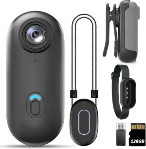 Action Mini Body Camera 128G with Audio & Video Recording - 1080p Personal Civilian Wearable Small Cam - Tiny Pocket Vlogging Portable Hands Free Worn POV Recorder - Travel Pets Baby Family