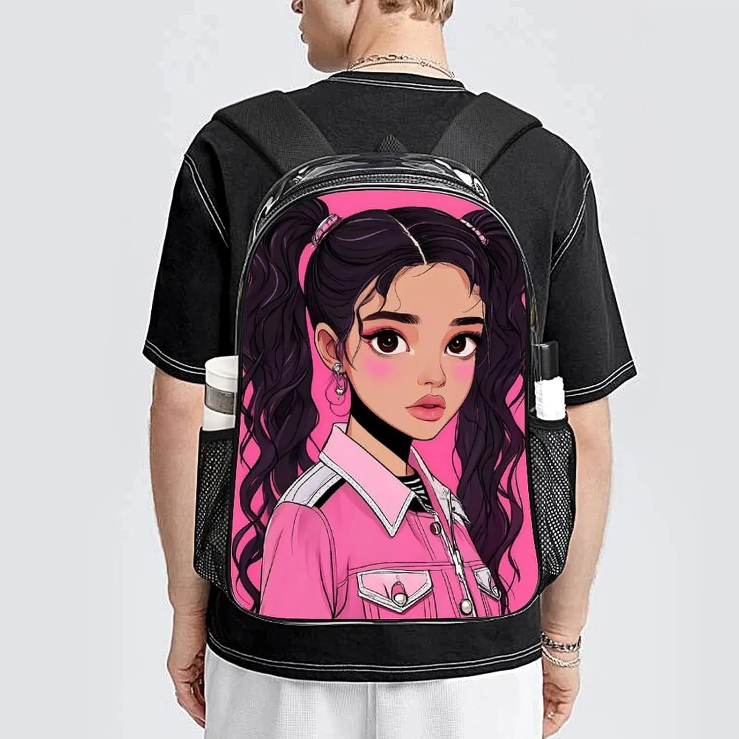 African American Black Woman woman Art Rucksack Transparent Anti-Theft Multipurpose Carry On Bag Large Capacity Travel and Sport Backpack Rucksack With Smooth Zippers