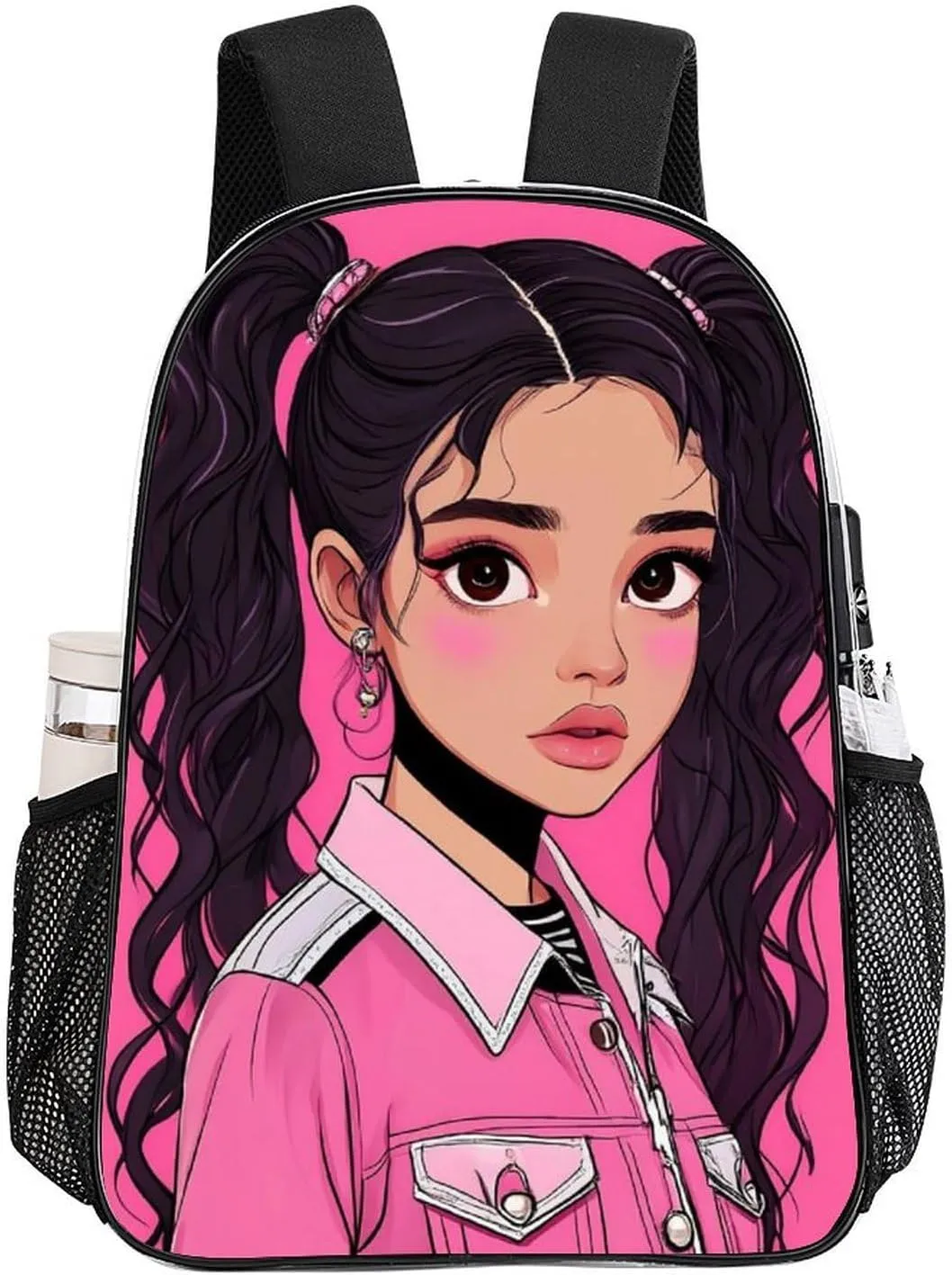 African American Black Woman woman Art Rucksack Transparent Anti-Theft Multipurpose Carry On Bag Large Capacity Travel and Sport Backpack Rucksack With Smooth Zippers