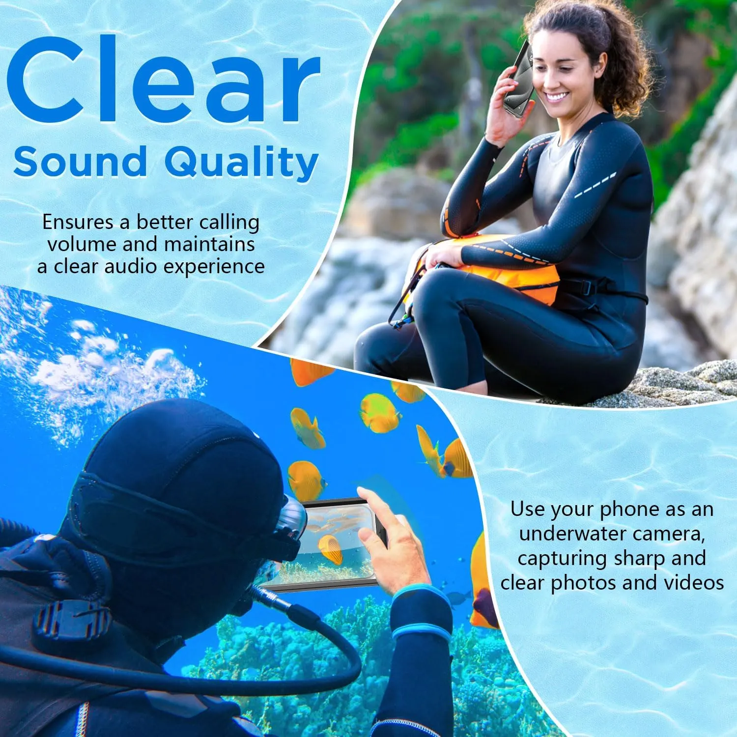 AICase Waterproof Phone Case,Universal Self-Check Function Underwater Pouch Dry Bag Beach Travel Essentials Tech Gadgets for iPhone 15 14 13 11 12/Samsung S24/LG,Google/Xiaomi/Motorola_6