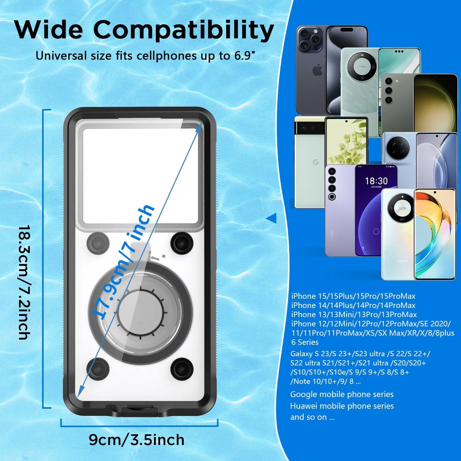 AICase Waterproof Phone Case,Universal Self-Check Function Underwater Pouch Dry Bag Beach Travel Essentials Tech Gadgets for iPhone 15 14 13 11 12/Samsung S24/LG,Google/Xiaomi/Motorola_6