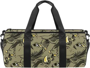 AISSO Duffel Bag for Women Men African Rhinoceros Animal Rhino Pattern Sports Gym Tote Bag Weekend Overnight Travel Bag Outdoor Luggage Handbag