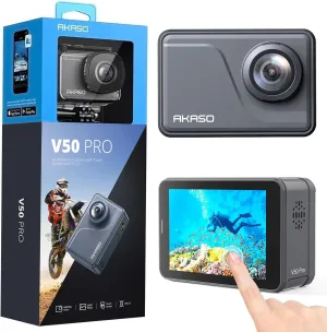 AKASO V50 Pro Native 4K30fps 20MP WiFi Action Camera with EIS Touch Screen 100 feet Waterproof Camera Web Camera Support External Mic Remote Control Sports Camera with Helmet Accessories Kit