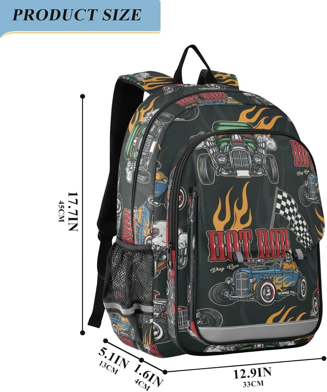 ALAZA Cars Turbocharged Engine Flames Kids Laptop Backpack 17 inch School Bookbag Back Pack Business Computer Bag Casual Daypack