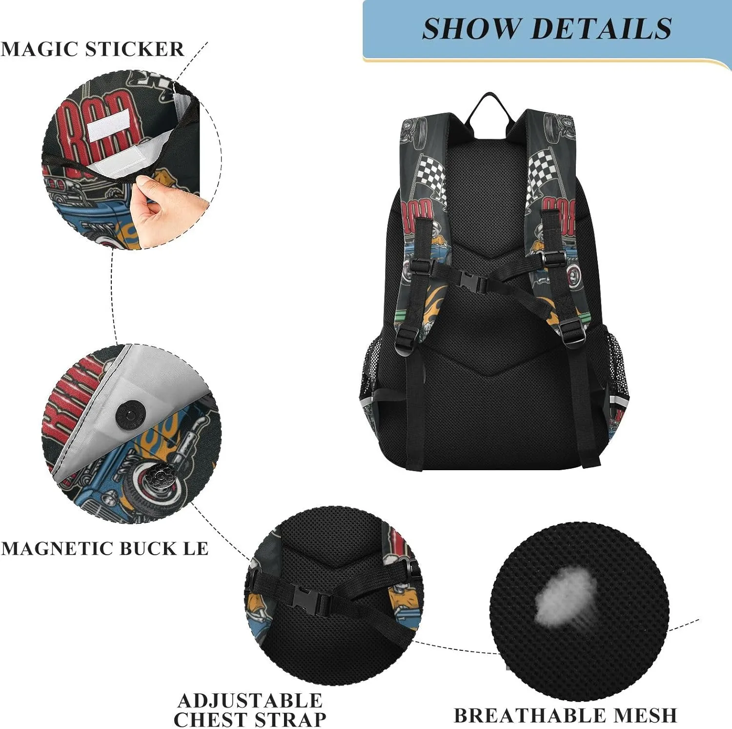 ALAZA Cars Turbocharged Engine Flames Kids Laptop Backpack 17 inch School Bookbag Back Pack Business Computer Bag Casual Daypack