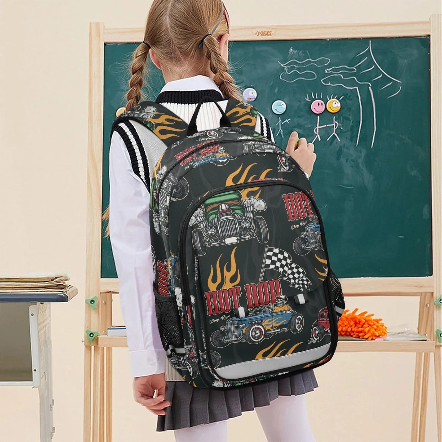 ALAZA Cars Turbocharged Engine Flames Kids Laptop Backpack 17 inch School Bookbag Back Pack Business Computer Bag Casual Daypack