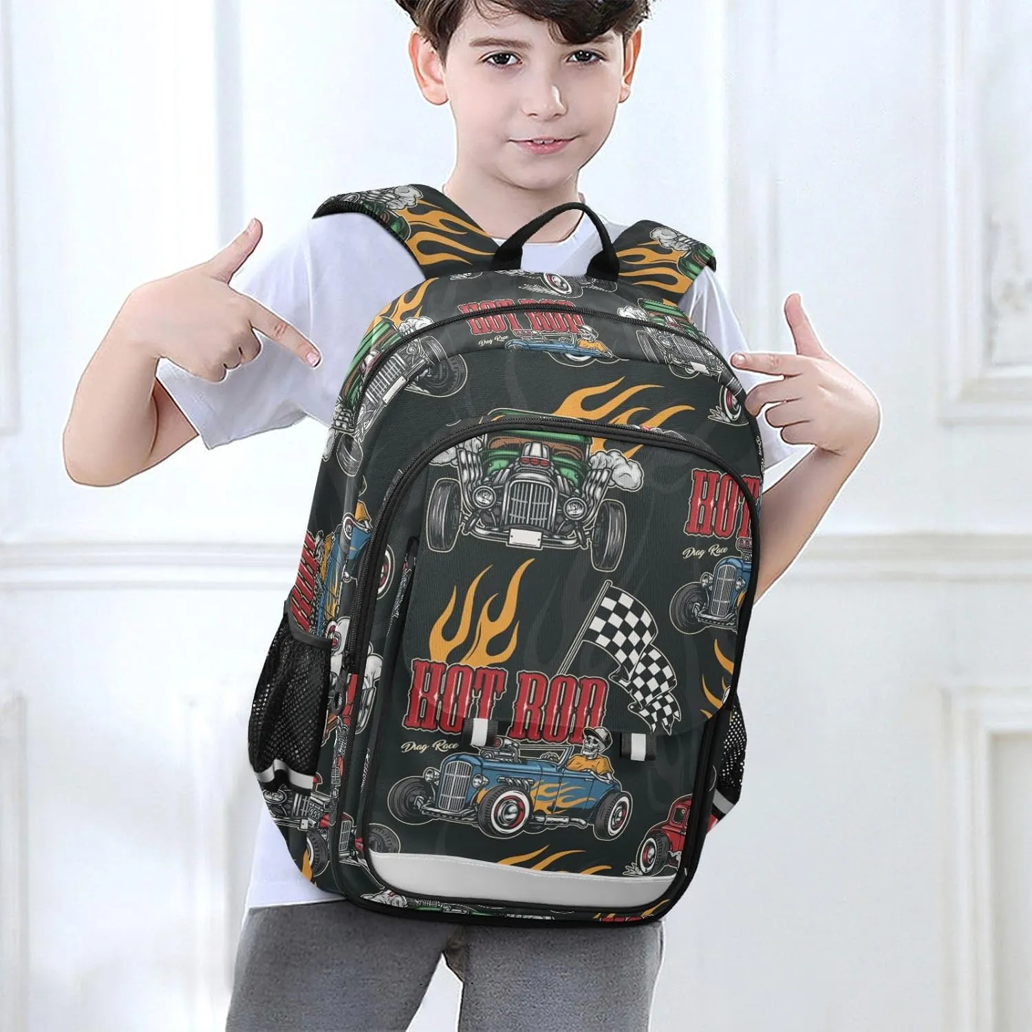 ALAZA Cars Turbocharged Engine Flames Kids Laptop Backpack 17 inch School Bookbag Back Pack Business Computer Bag Casual Daypack