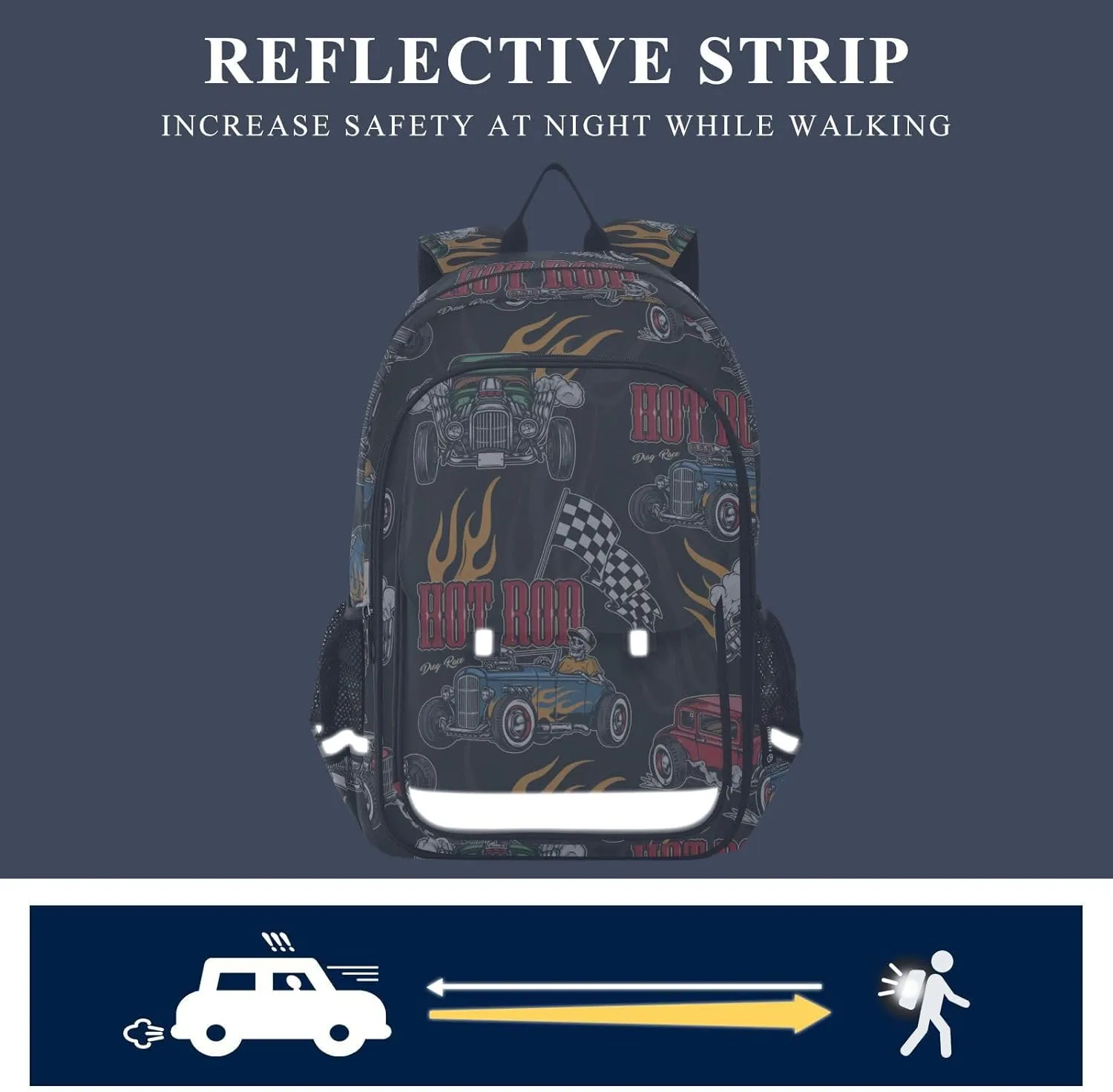 ALAZA Cars Turbocharged Engine Flames Kids Laptop Backpack 17 inch School Bookbag Back Pack Business Computer Bag Casual Daypack