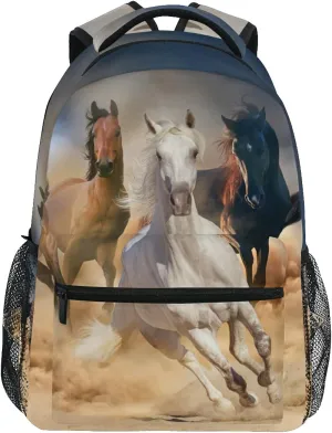 ALAZA Horse Backpack for Girls Kids Horses Backpack School Book Bags 3rd 4th 5th Grade Elementary Travel Laptop Daypack Equestrian Theam Back Pack 10-12 Personalized Rucksack
