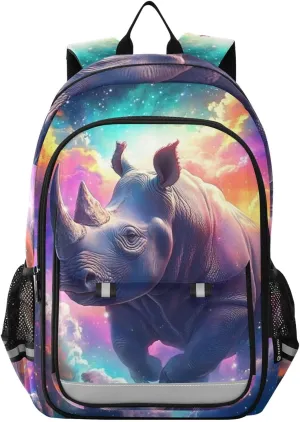 ALAZA Rhinoceros Colorful Nebula Kids Laptop Backpack 17 inch School Bookbag Back Pack Business Computer Bag Casual Daypack