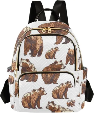 ALAZA Women Mini Backpack Purse Bag Lightweight Casual Daily Travel Backpack Cute Grizzly Bears Back Pack Fashion Multipurpose Shoulder Bag