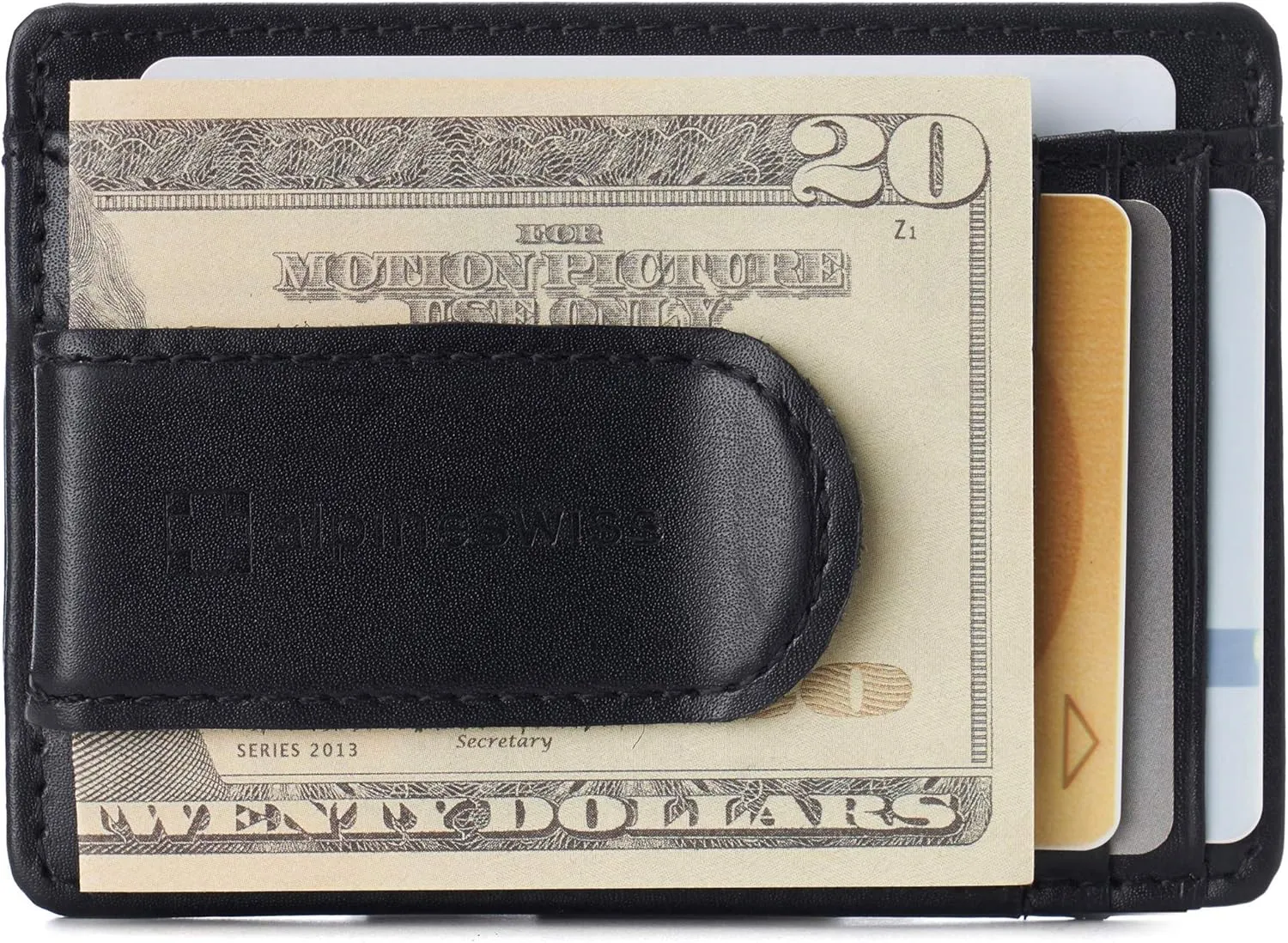 Alpine Swiss RFID Dermot Money Clip Front Pocket Wallet For Men Leather Comes in a Gift Box