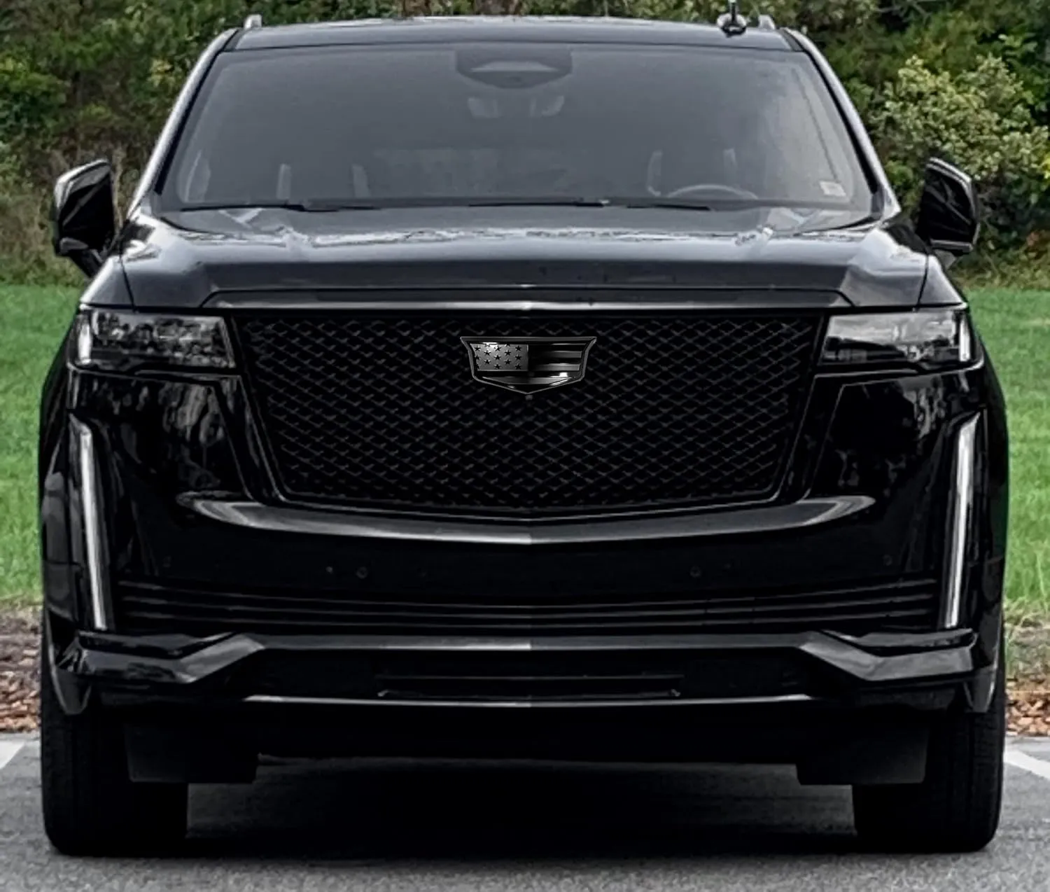 American Black Flag Aluminum Overlay Grill Front Taigate Emblems Set for Escalade 2015-2020