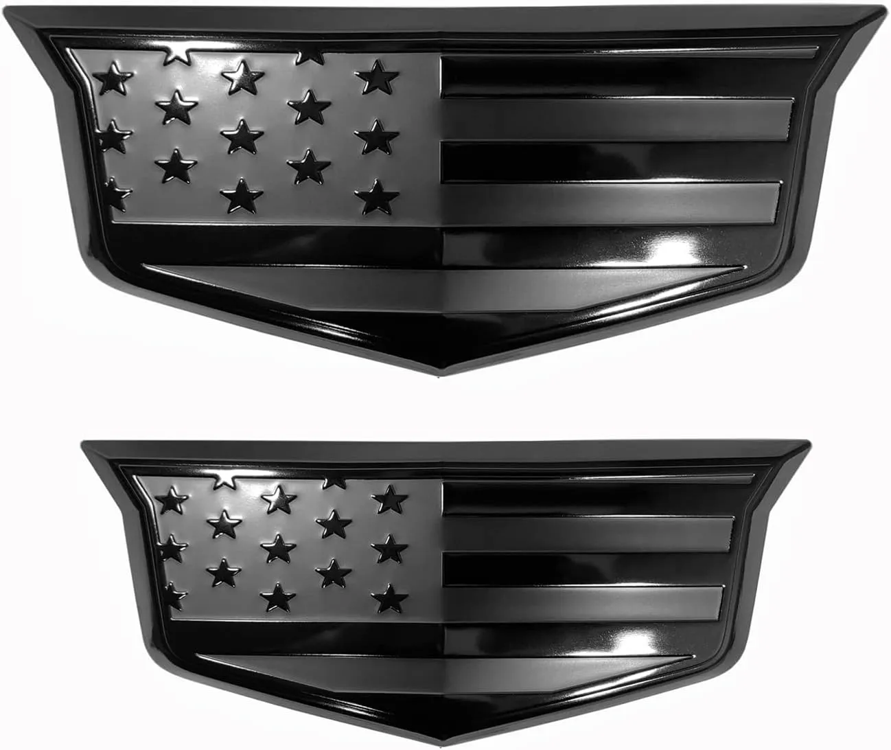 American Black Flag Aluminum Overlay Grill Front Taigate Emblems Set for Escalade 2015-2020