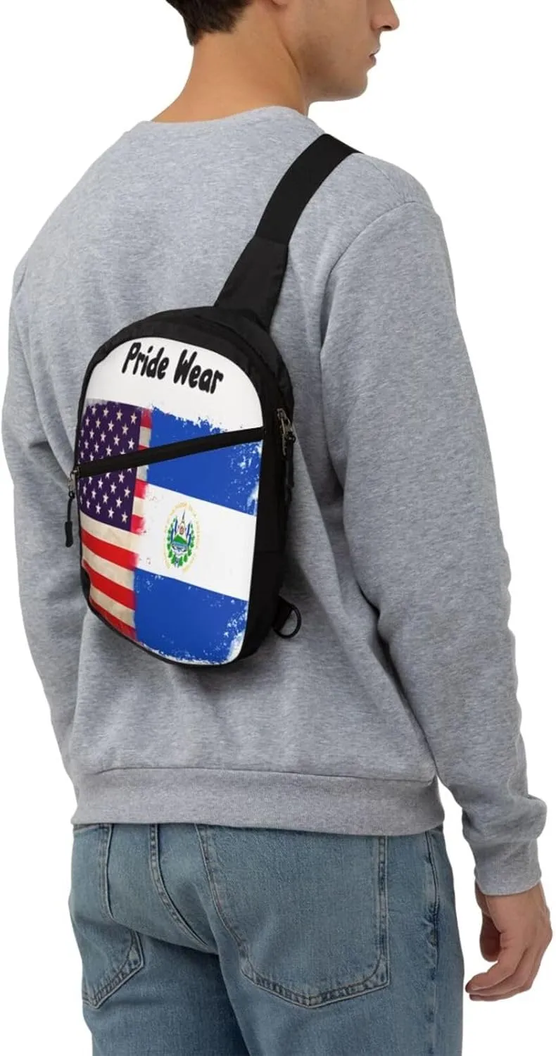 American El Salvador Flag Crossbody Bag Portable Sling Bags Foldable Chest Daypack Reusable Sports Shoulder Backpack Diagonally Casual Rucksack Travel Bag