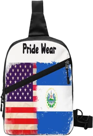American El Salvador Flag Crossbody Bag Portable Sling Bags Foldable Chest Daypack Reusable Sports Shoulder Backpack Diagonally Casual Rucksack Travel Bag