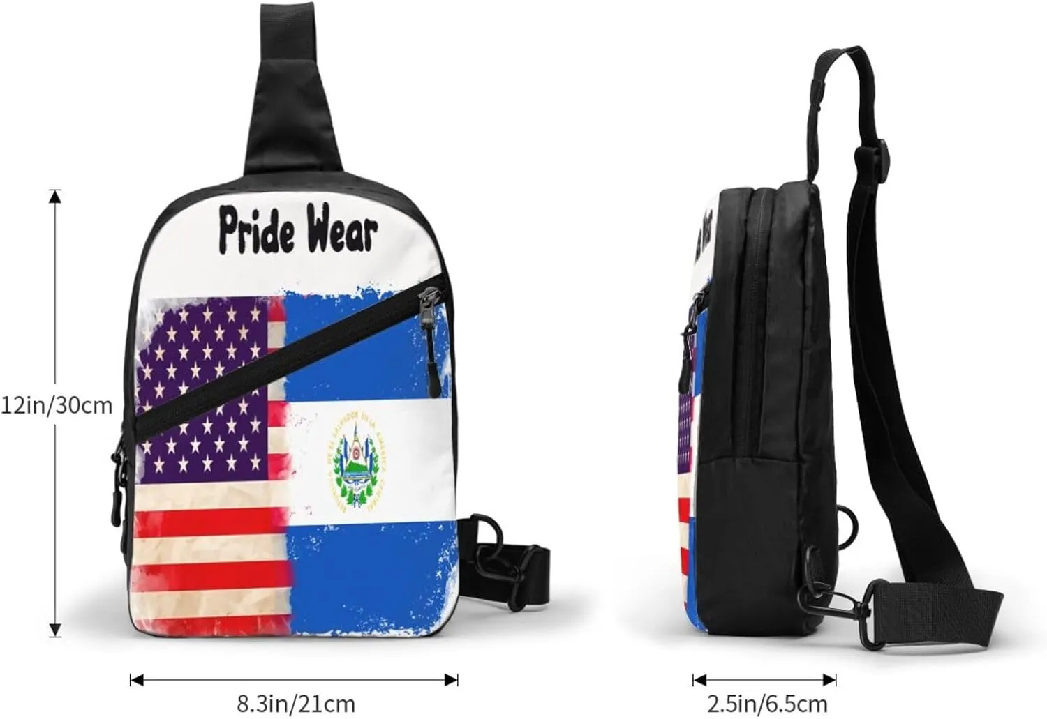 American El Salvador Flag Crossbody Bag Portable Sling Bags Foldable Chest Daypack Reusable Sports Shoulder Backpack Diagonally Casual Rucksack Travel Bag