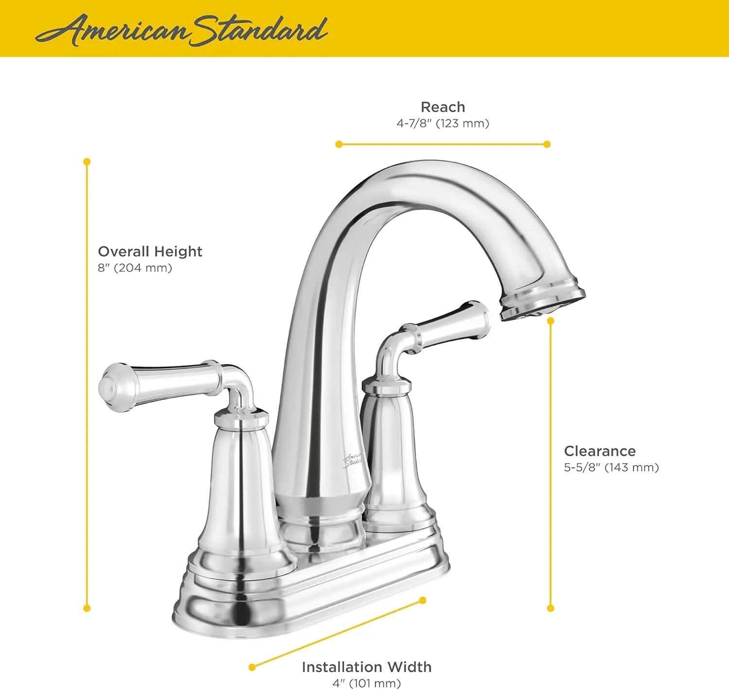 American Standard 7052207.002, Delancey 4-Inch Centerset 2-Handle Bathroom Faucet 1.2GPM, Chrome