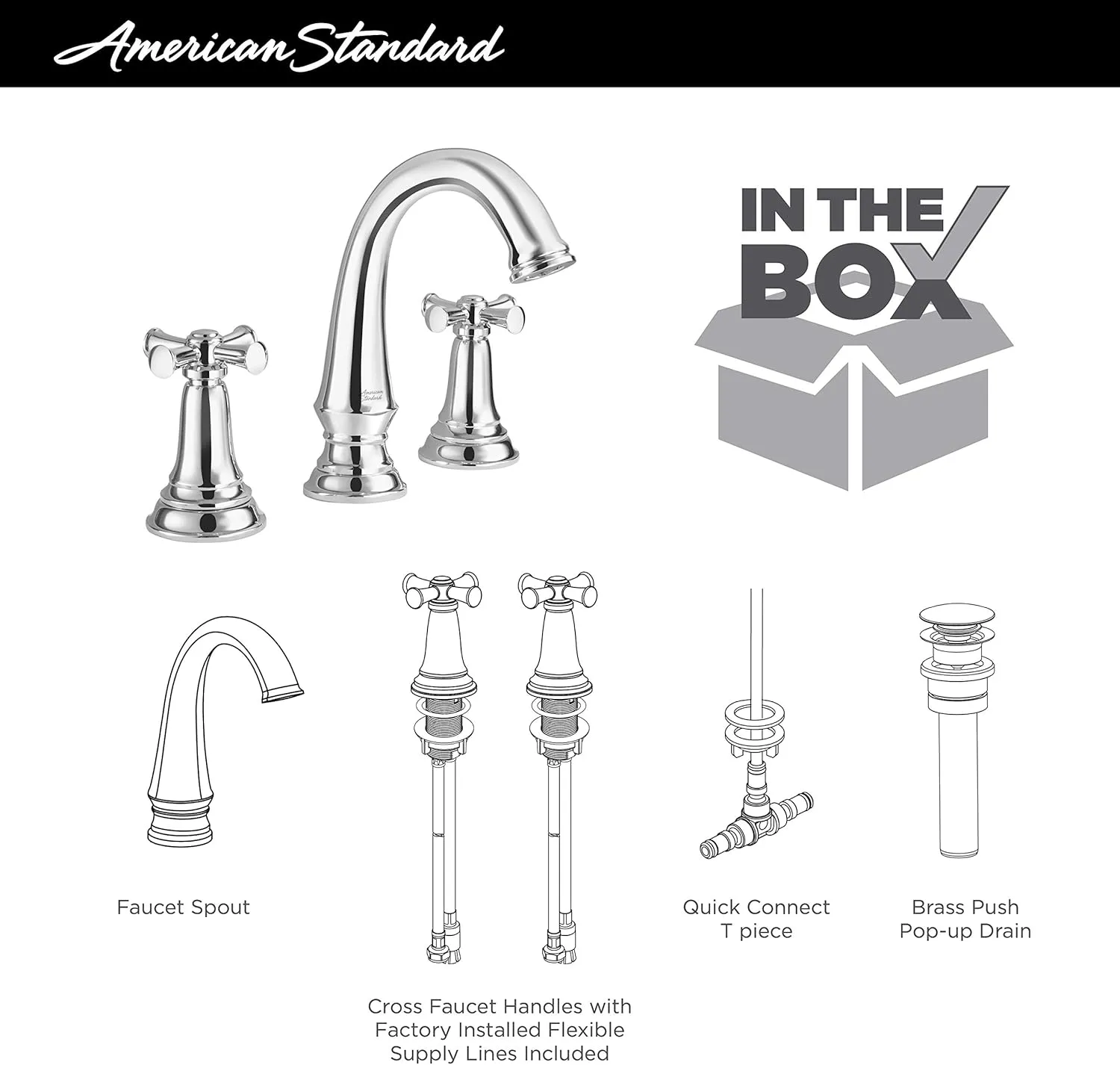 American Standard 7052827.295, Delancey 8-Inch Widespread 2-Handle Bathroom Faucet 1.2 GPM With Cross Handles, Brushed Nickel