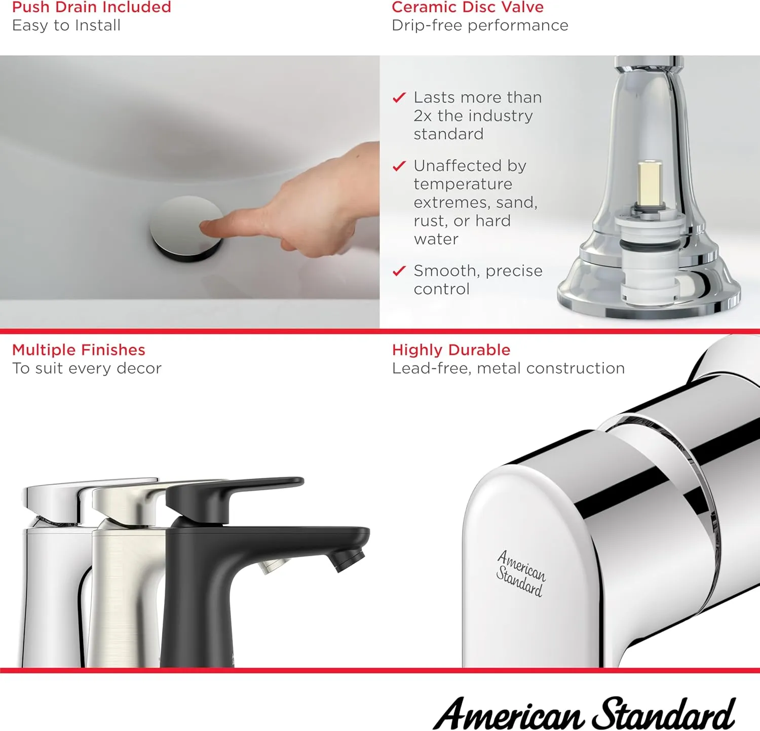 American Standard 7061131.295 Aspirations Single-Handle Petite Bathroom Faucet, 1.2 GPM, Brushed Nickel