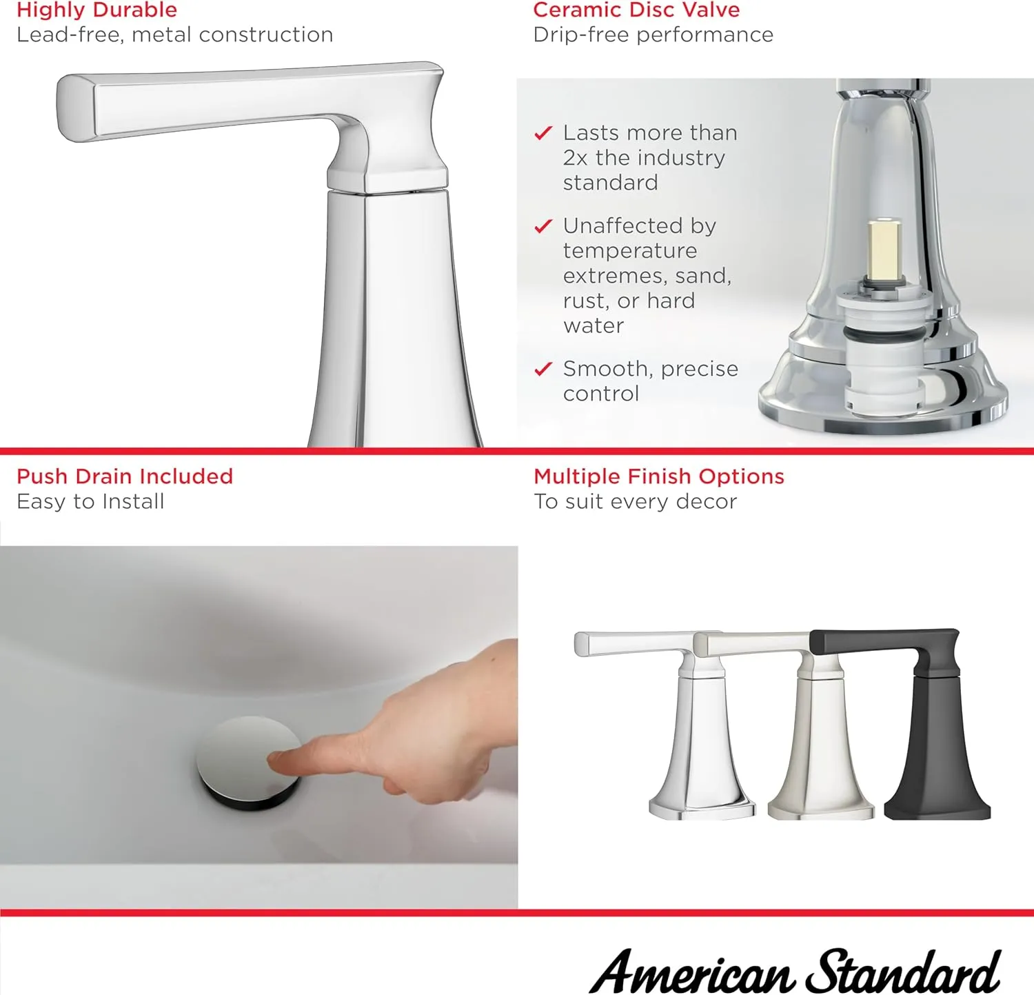 American Standard 7426801.295, Belmeade Two-Handle 8-Inch Widespread Bathroom Faucet, Brushed Nickel