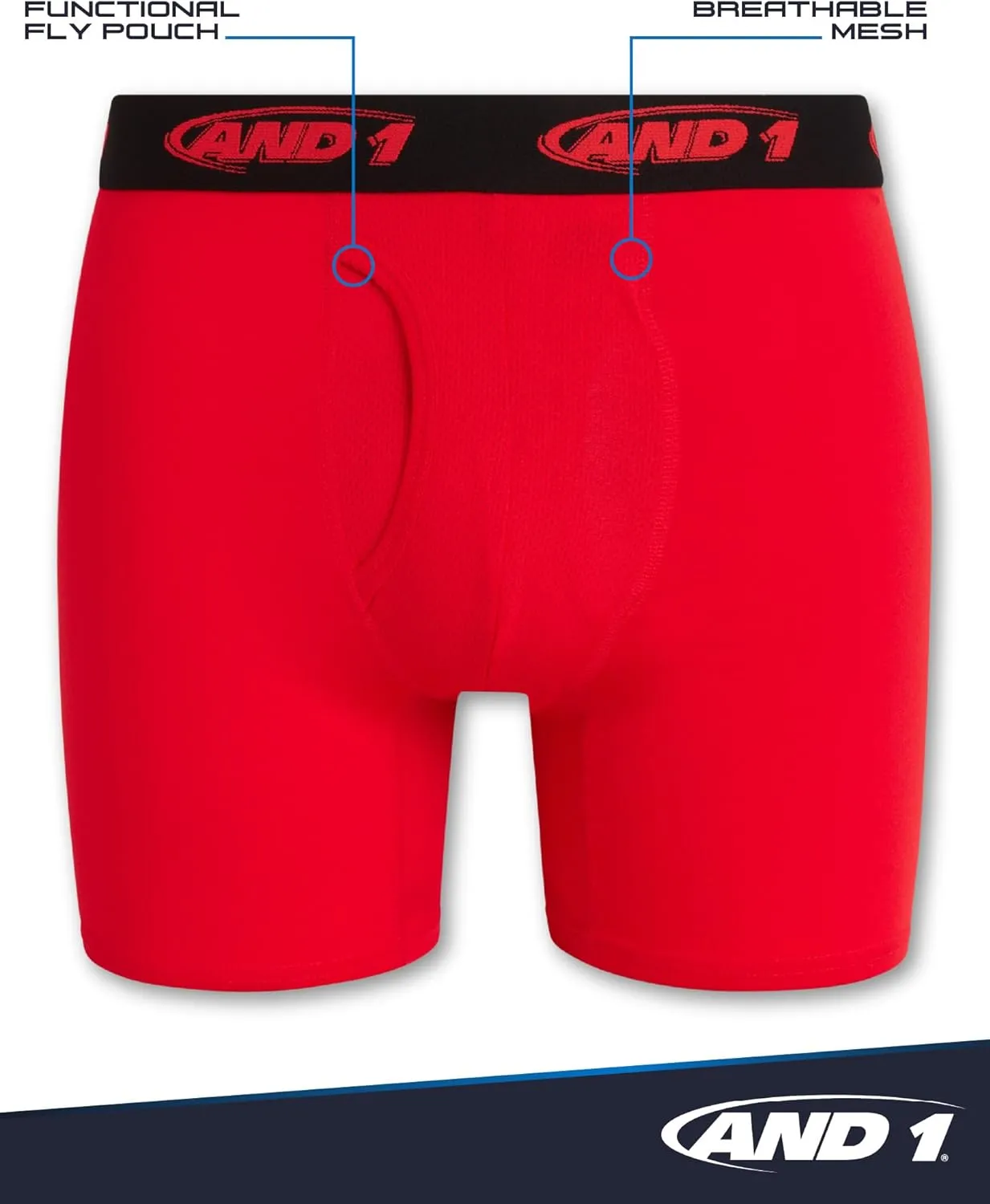 AND1 Mens Boxer Briefs -6 Pack Stretch Compression Underwear with Mesh Contour Pouch -Supportive Fit for Everyday Wear(S-3XL)