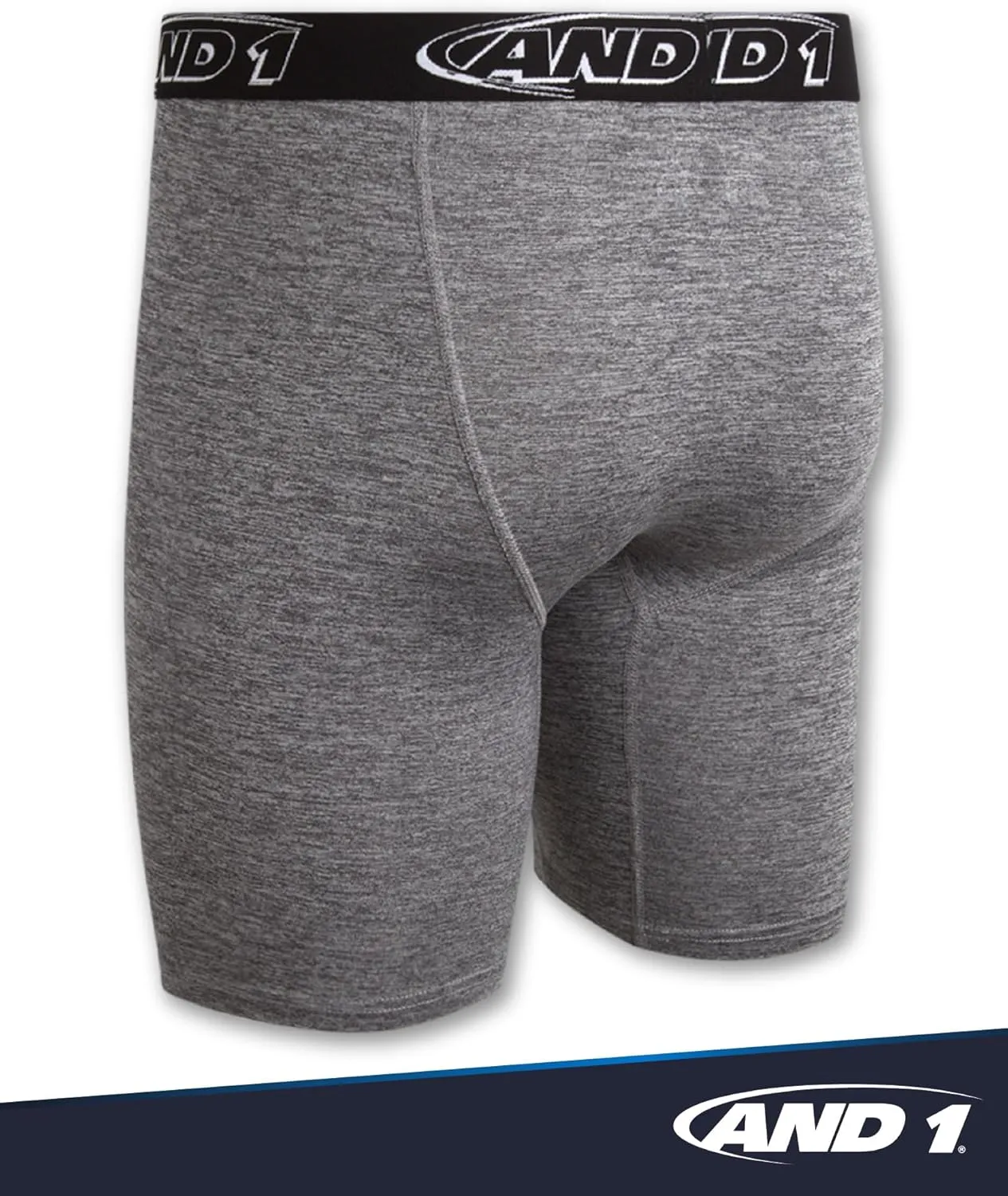 AND1 Mens Boxer Briefs-6 Pack Stretch Long Leg Compression Underwear with Mesh Contour Pouch-Supportive Fit for Everyday Wear