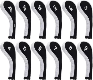 Andux 12pcs/Set Golf Iron Club Head Covers Number Print Long Neck with Zipper