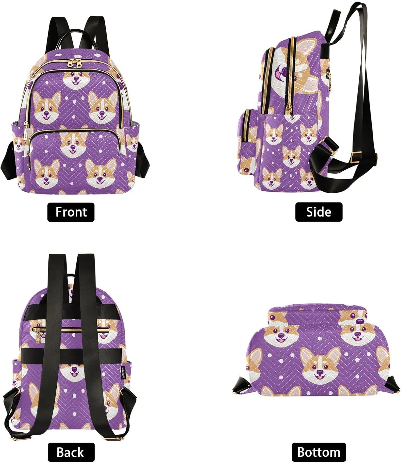 Animal Corgi Purple Mini Backpack Purse for Women Shoulder Bag Fashion Daypack Ladies Handbag Lightweight Travel Bag Rucksack