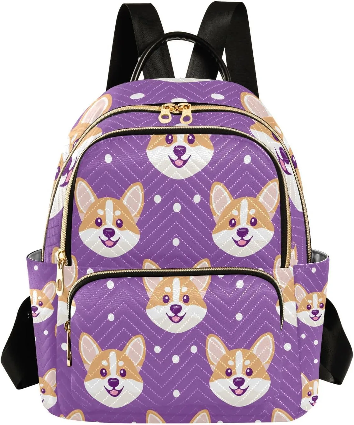 Animal Corgi Purple Mini Backpack Purse for Women Shoulder Bag Fashion Daypack Ladies Handbag Lightweight Travel Bag Rucksack