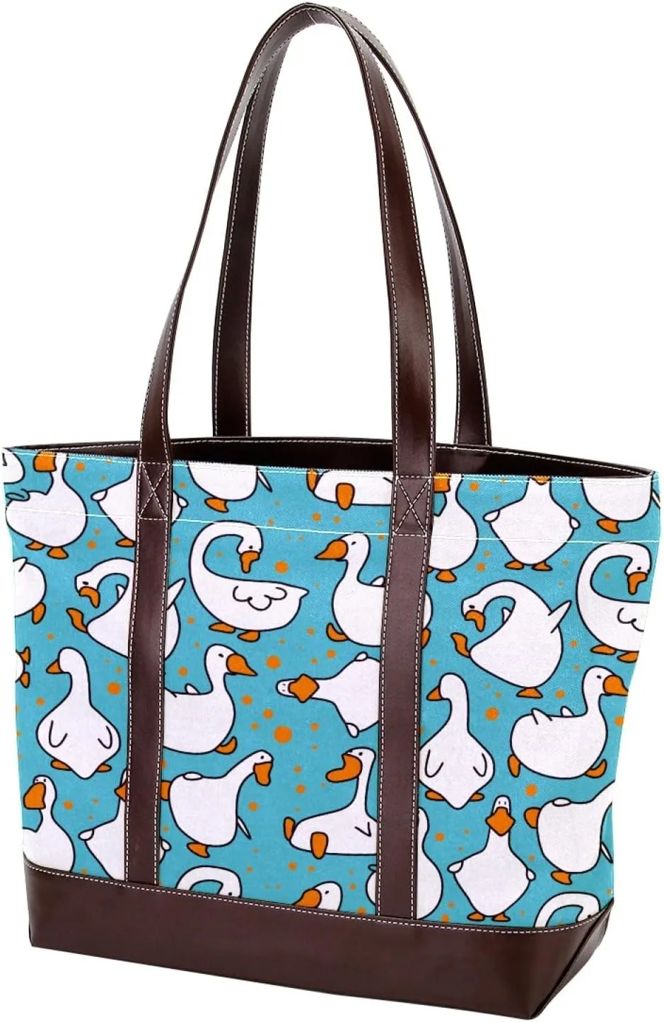 Animal Goose Tote Bags Durable Leather Canvas Purses and Handbags for Women