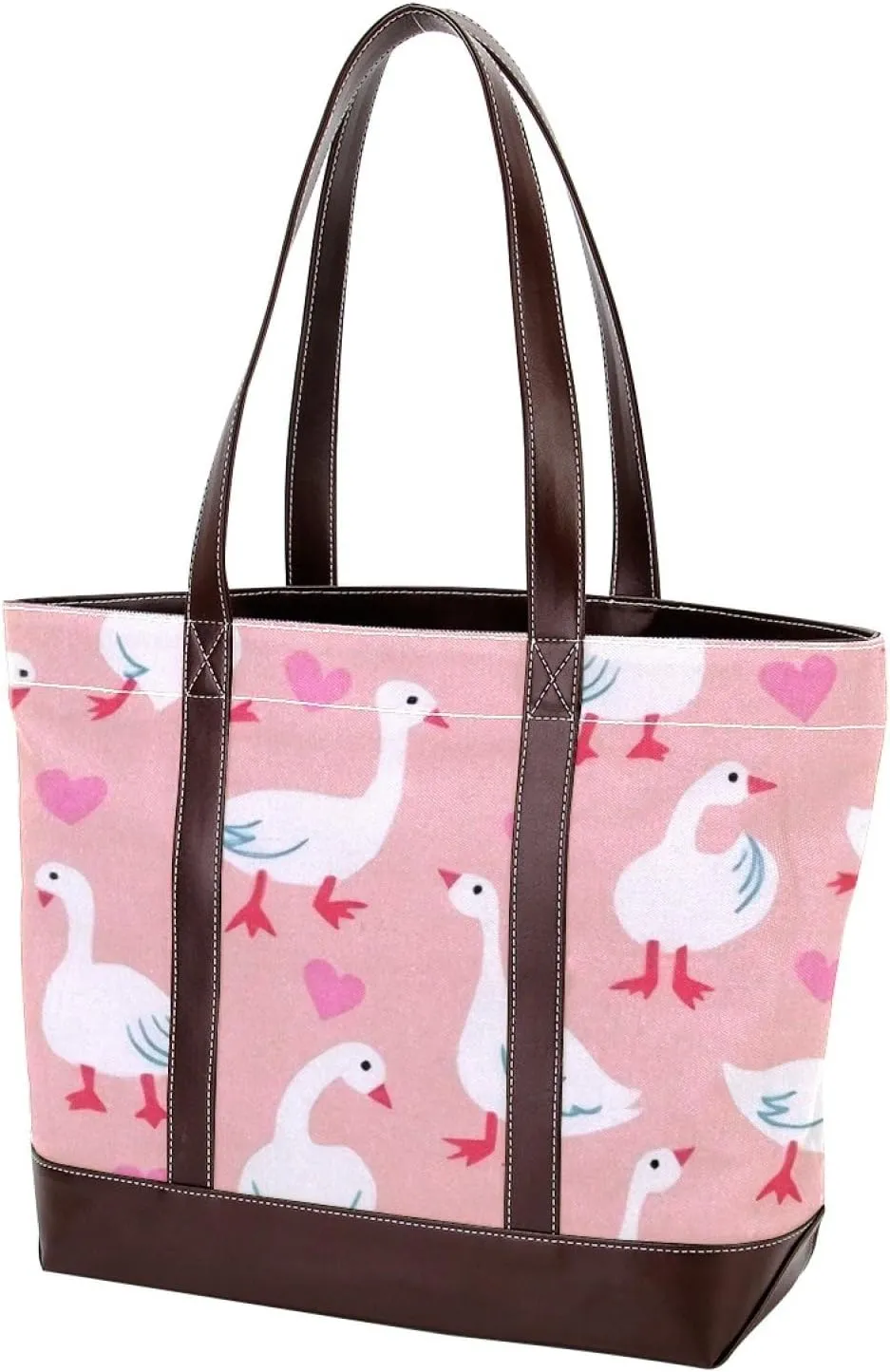 Animal Goose Tote Bags Durable Leather Canvas Purses and Handbags for Women