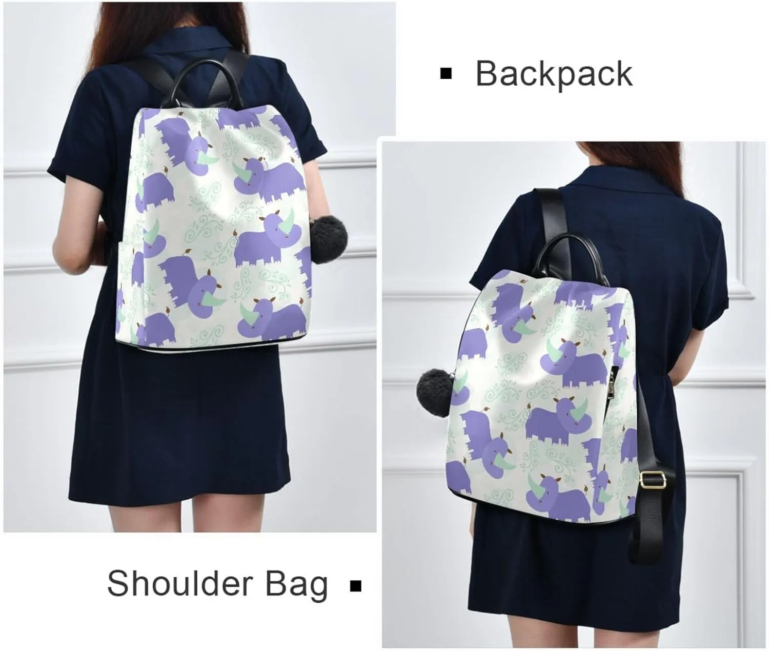 Animal Print Anti-theft Backpack Handbags for Women Travel Rucksack Lightweight Shoulder Bags 13.4 X 5.9 X 15in Pattern 12